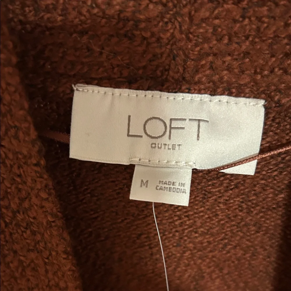 LOFT Women's Rich Brown Open Cardigan - Picture 2 of 4